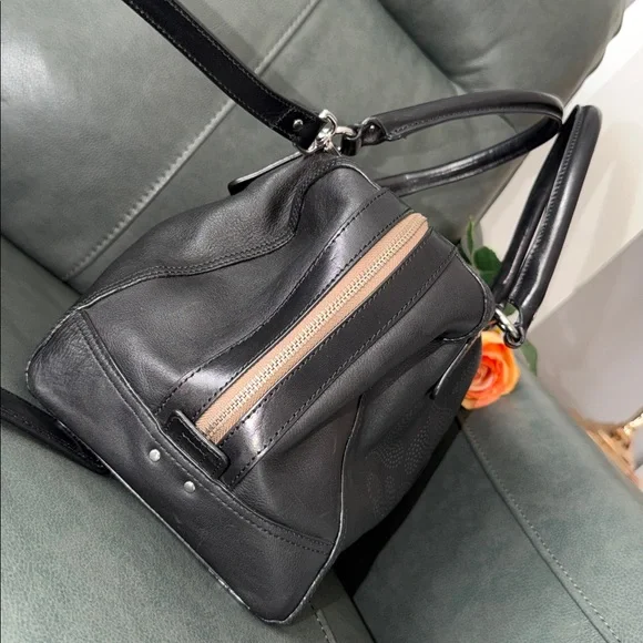 Orla Kiely Black Leather Duffel Bag - Picture 6 of 17